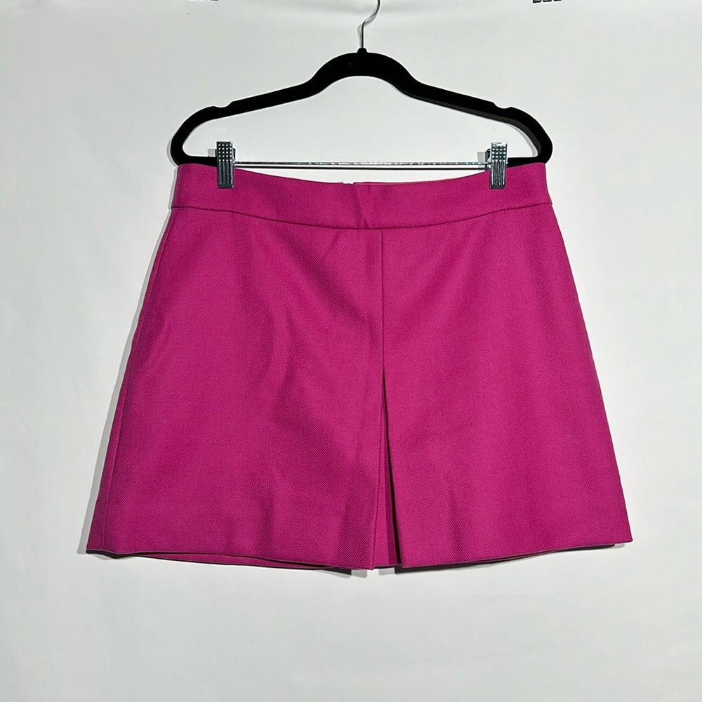 J Crew Womens Hot Pink Pleated Wool Skirt 100% Wool